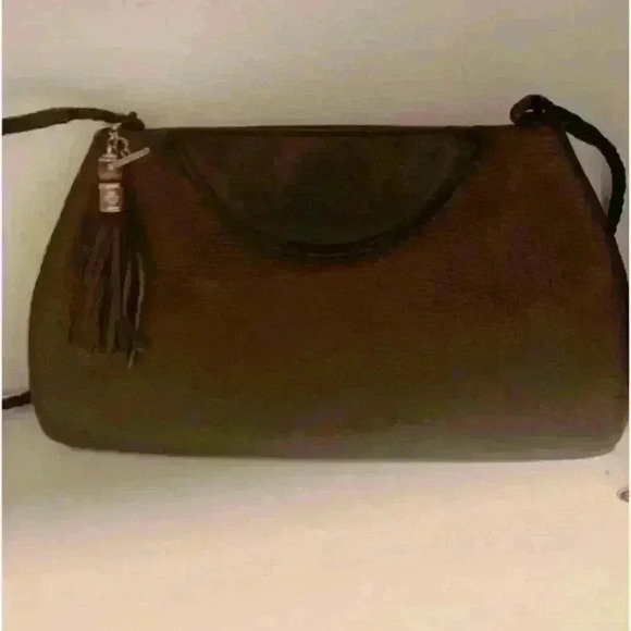 Brighton Women's Brown TwoTone Leather Magnetic Closure Clutch CrossBody Handbag - Picture 9 of 16